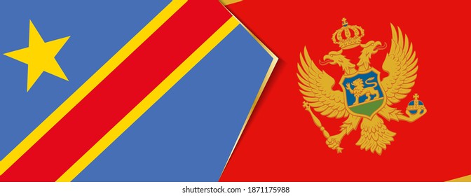 Democratic Republic of the Congo and Montenegro flags, two vector flags symbol of relationship or confrontation.