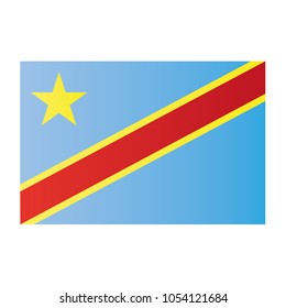 Democratic Republic of the Congo national flag on white background texture. Vector illustration state symbol.