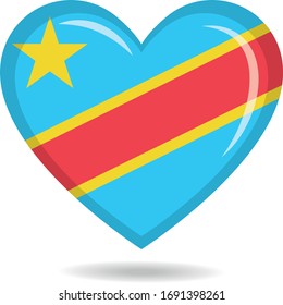 Democratic Republic of Congo national flag in heart shape vector illustration