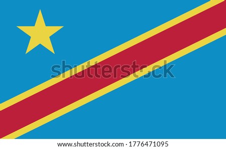 Democratic Republic of the Congo national flag in exact proportions - Vector