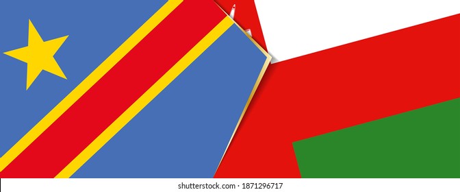 Democratic Republic of the Congo and Oman flags, two vector flags symbol of relationship or confrontation.