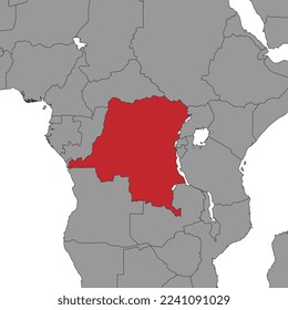 Democratic Republic of the Congo on world map. Vector illustration.