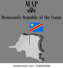 Democratic Republic of the Congo outline world map silhouette vector illustration, creative design background, national country flag, design element, symbols from countries all continents set. 