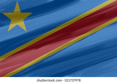Democratic Republic of the Congo painted / drawn vector flag. Dramatic, unusual look. Vector file contains flag and texture layers
