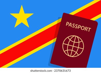 Democratic Republic of Congo Passport. Congolese Flag Background. Vector