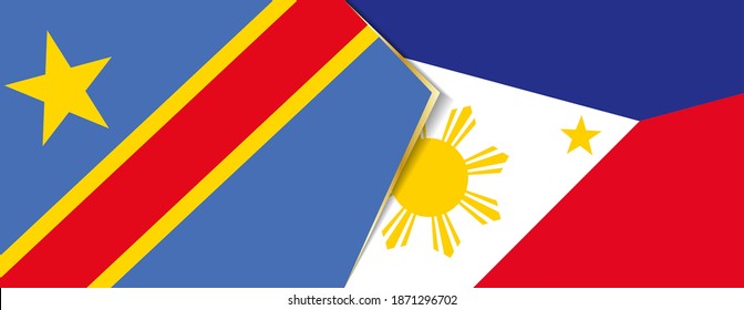 Democratic Republic of the Congo and Philippines flags, two vector flags symbol of relationship or confrontation.
