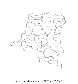 Mapa político de las divisiones administrativas de la República Democrática del Congo