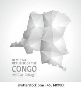 Democratic Republic of the Congo polygonal grey and silver vector map