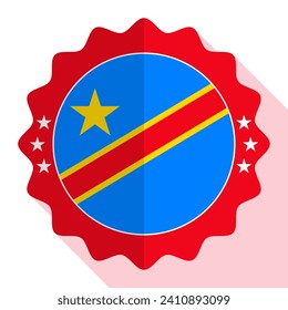 Emblema de calidad de la República Democrática del Congo, etiqueta, signo, botón. Ilustración vectorial.