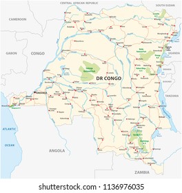 democratic republic of the congo road vector map Kopie