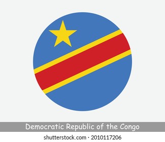 Democratic Republic of the Congo Round Circle Flag. DRC Circular Button Banner Icon. DROC EPS Vector svg