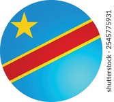 Democratic Republic of the Congo Round Flag Vector