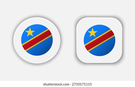 Icono de Botón de bandera nacional redondeada de la República Democrática del Congo
