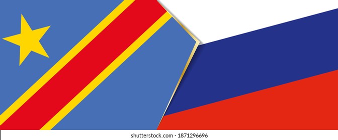 Die Demokratische Republik Kongo und Russland Flaggen, zwei Vektorflaggen Symbol für Beziehung oder Konfrontation.