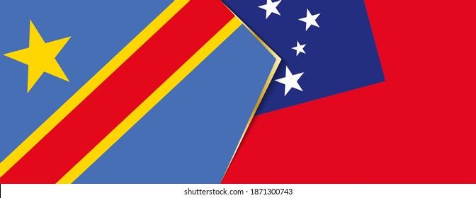 Banderas de la República Democrática del Congo y Samoa, dos banderas vectoriales símbolo de relación o enfrentamiento.