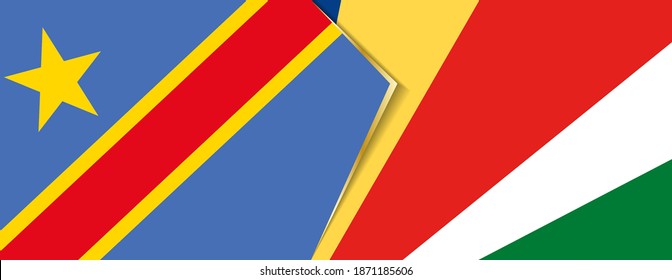 Democratic Republic of the Congo and Seychelles flags, two vector flags symbol of relationship or confrontation.