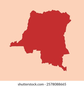 Democratic Republic of the Congo simple flat red map