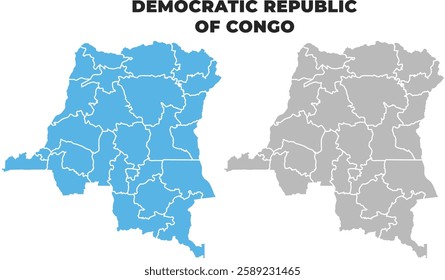 Democratic Republic of the Congo simple maps flat illustration
