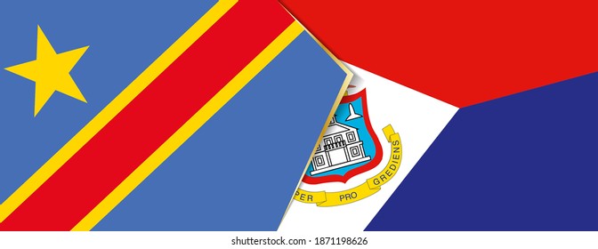 Banderas de la República Democrática del Congo y San Martín, dos banderas vectoriales símbolo de relación o enfrentamiento.
