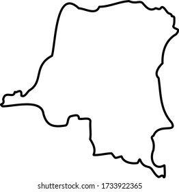 Democratic Republic of the Congo - solid black outline border map of country area. Simple flat vector illustration.