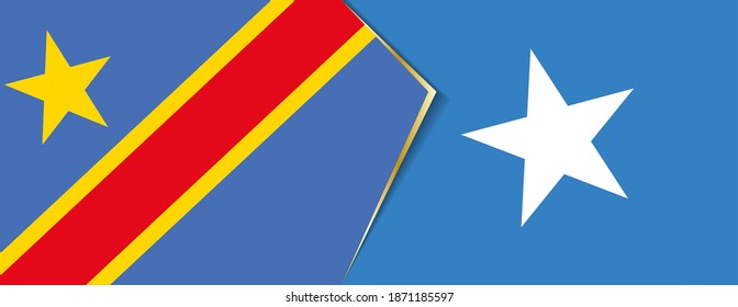 Democratic Republic of the Congo and Somalia flags, two vector flags symbol of relationship or confrontation.