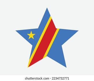 Democratic Republic of the Congo Star Flag. Congolese Star Shape Flag DROC DRC Country National Banner Icon Symbol Vector Artwork Graphic Illustration svg