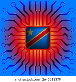 Democratic Republic of Congo Technology Flag - Microchip and Circuit Board Design