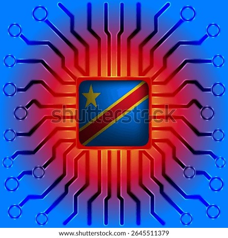 Democratic Republic of Congo Technology Flag - Microchip and Circuit Board Design