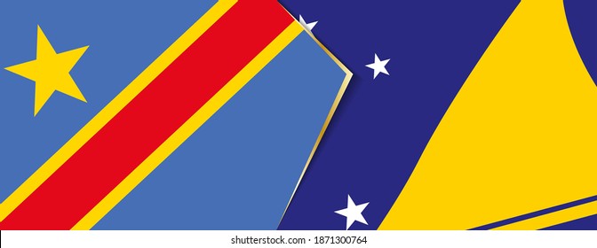 Banderas de la República Democrática del Congo y Tokelau, dos banderas vectoriales símbolo de relación o enfrentamiento.