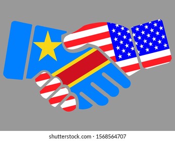 Democratic Republic of the Congo and USA flags Handshake vector