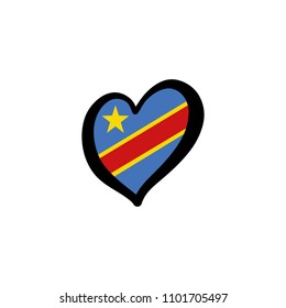 Democratic Republic of the Congo Vector Flag Inside heart shape graphic element Illustration template design