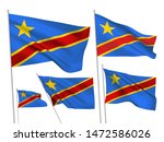 Democratic Republic of the Congo vector flags set. 5 different wavy fabric 3D flags fluttering on the wind. EPS 8 created using gradient meshes isolated on white background. World collection