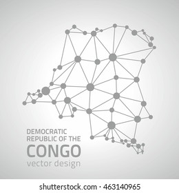 Democratic Republic of the Congo vector grey contour map of Africa