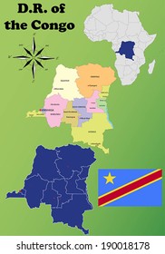Democratic Republic of the Congo vector set. Isolated