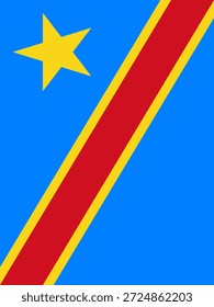 Democratic Republic of the Congo vertical flag in official colors, dimensions and aspect ratio. Vector flag symbolizing national pride, identity, heritage, patriotism and authority