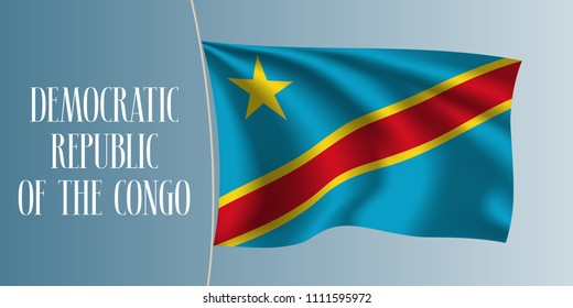 Democratic Republic of the Congo waving flag vector illustration. Iconic design element  as a national Congolese symbol 