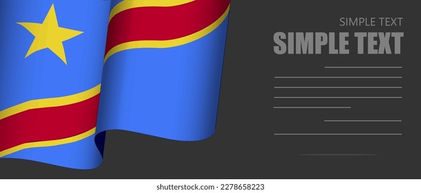 democratic republic of the congo waving flag Grey background,3D flag moving wind blowing,banner ribbon flag on dark background,Horizontal vector flag poster.celebrate Day holiday vacation
