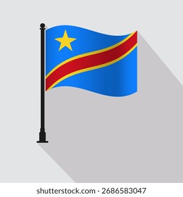 República Democrática del Congo ondeando bandera Ilustración vectorial de poste