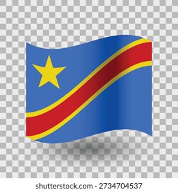 Democratic Republic of Congo wavy flag isolated transparent background