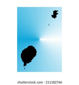 Democratic Republic of Sao Tome and Principe vector map silhouette high detailed illustration isolated on blue background. Country in central Africa.