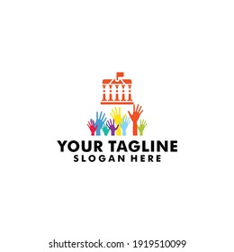 diseño vectorial minimalista del logotipo de escuela democrática