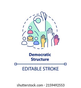 Democratic structure concept icon. Cooperative society advantage abstract idea thin line illustration. Equal participation. Isolated outline drawing. Editable stroke. Arial, Myriad Pro-Bold fonts used