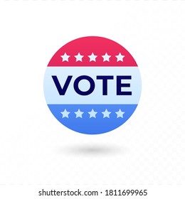 Democratic vote and election day concept. Vetcor flat illustration. Banner template. Text in circle frame in american flag color with star sign. Design element for election campaign, web, infographic.