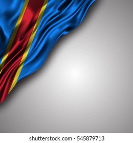 democratic-republic-of-the-congo waving silky flag isolated on gray background, can be used in many topic like national day, democratic republic of the congo national and international  events