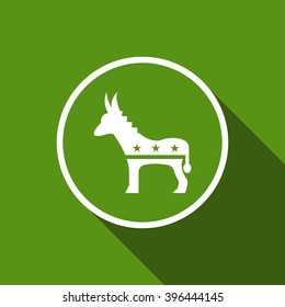 democrats donkey flat icon with long shadow. material design vector illustration