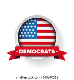 Democrats ribbon and USA flag vector