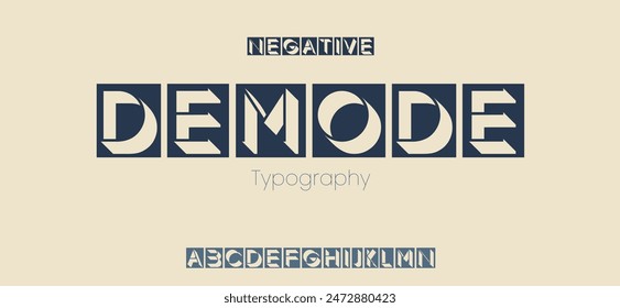 Demode rigid modular letters, revolution poster font for square logo, monogram, icon.