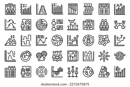 Demographer icons set outline vector. Age human. Gender data