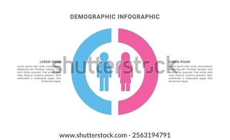 Demographic analysis infographic template design. Suitable for population ratio visualization.