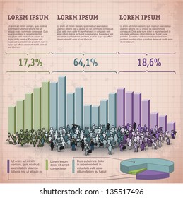 Demographic chart. Retro styled Infographic vector template.
